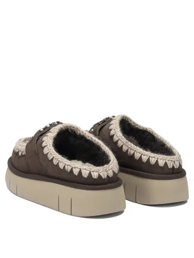 Mou Bounce Clog Slipper-mule In Brown Suede In Brown