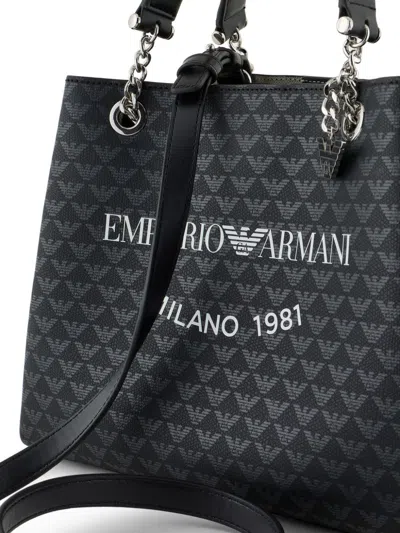 Emporio Armani Logo Tote Bag In Black