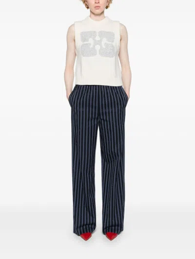 Ganni Logo Wool Vest In White