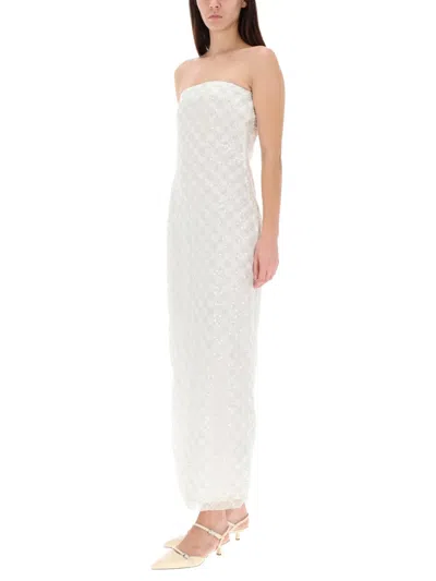 Rotate Birger Christensen Long Dress With Beads In White