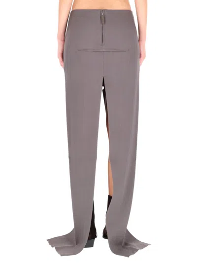 Rick Owens Long Skirt With Center Slits In Gray