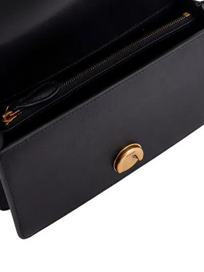 Pinko Love One Classic Black Crossbody Bag With Studded Strap And Love Birds Diamond Cut Plaque On The Fro