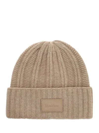 Max Mara Macbeth Wool Cashmere Ribbed Hat Hats Beige In Brown