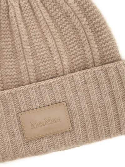 Max Mara Macbeth Wool Cashmere Ribbed Hat Hats Beige In Brown