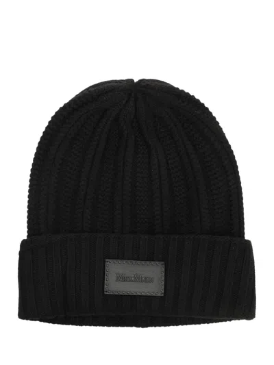 Max Mara Macbeth Wool Cashmere Ribbed Hat Hats Black In Multi