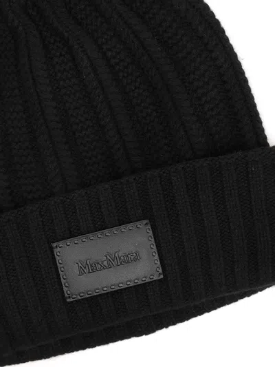 Max Mara Macbeth Wool Cashmere Ribbed Hat Hats Black In Multi