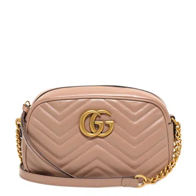 Gucci Matelassé Leather Shoulder Bag With Metal Gg Logo In Pink