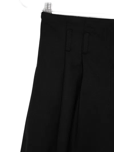 Semicouture Wide Leg Pleated Trousers With Belt Loops In Black