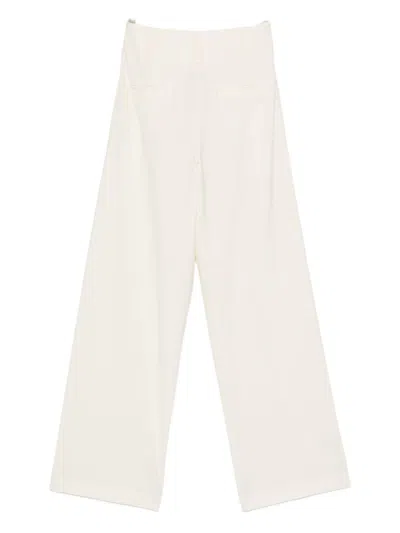 Semicouture High-waisted Wide-leg Wool Blend Trousers In Multi