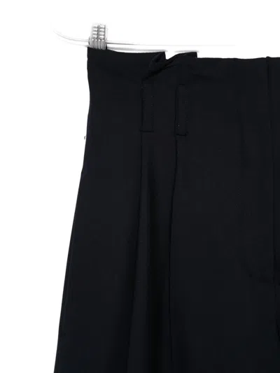 Semicouture Wide Leg Pleated Trousers With Belt Loops In Black