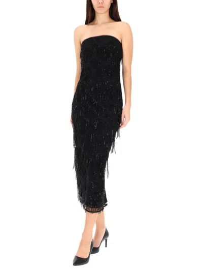 Rotate Birger Christensen Midi Dress With Sequins In Black