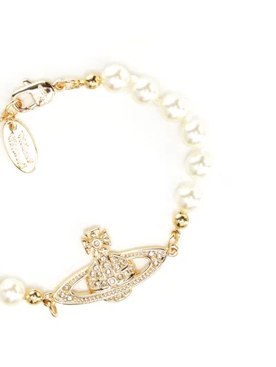 Vivienne Westwood Mini Bas Relief Pearl Jewelry Gold In Gold