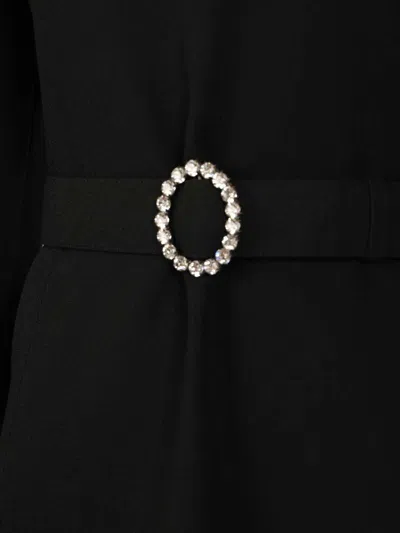 Saint Laurent Wool-cotton Belted A-line Mini Dress In Black