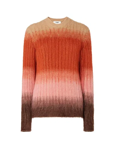 Fendi Gradient Mohair And Wool Fitted Jumper Clothing In Animal Print