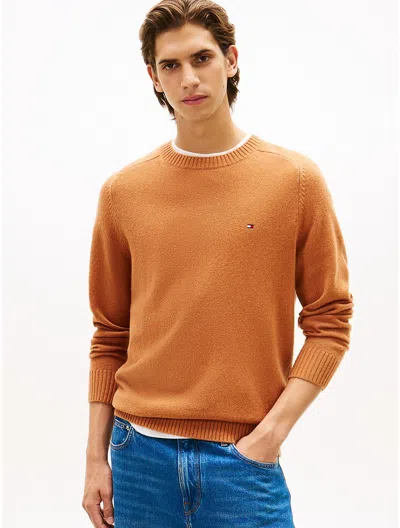 Tommy Hilfiger Lambswool Crewneck Sweater In Brown