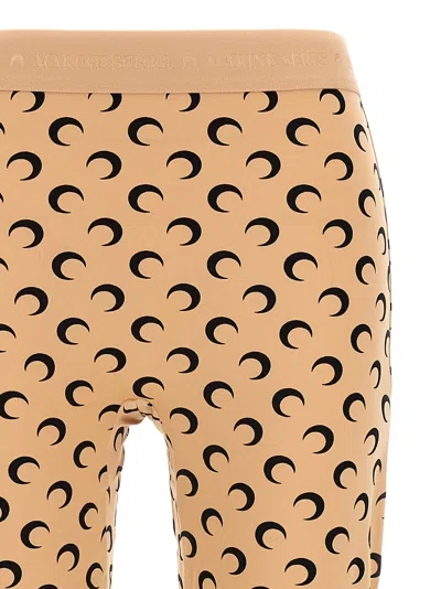 Marine Serre High-waisted Leggings With Crescent Moon Pattern In Brown
