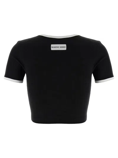 Marine Serre Ribbed Jersey Cropped Top Featuring Moon Logo