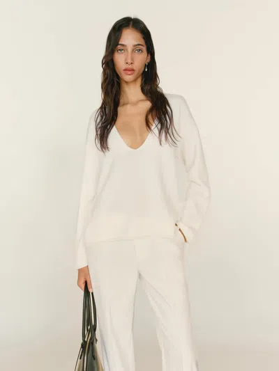 Reformation Juno Cashmere Oversized Sweater In White