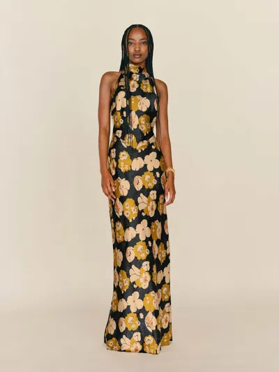 Reformation Bianca Silk Dress In Gold