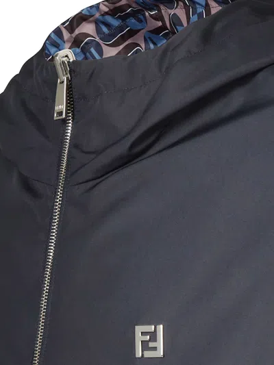 Fendi Midnight Blue Polyester Reversible Windbreaker In Blue