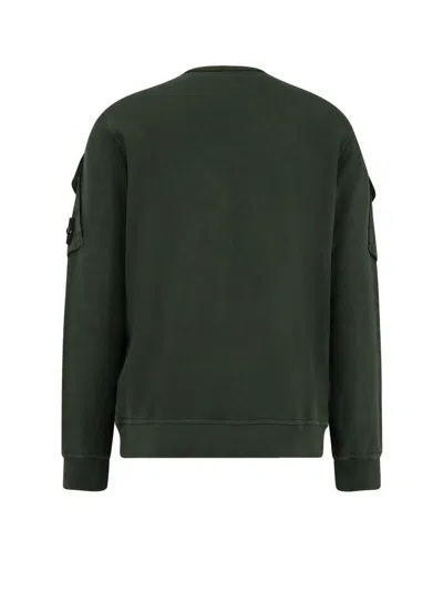 Stone Island Brushed Organic Cotton Fleece Sweatshirt With Ribbed Inserts In Multi