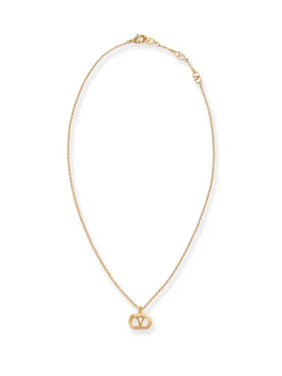 Valentino Ovalette Metal Necklace With Golden Finish In Multi