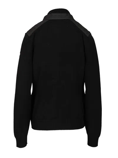 Moncler Padded Wool Knit Cardigan Coats Black In Black