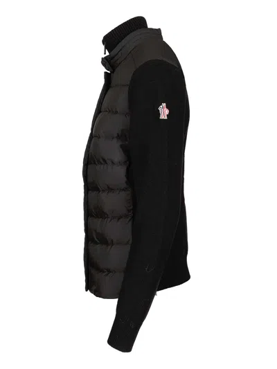 Moncler Padded Wool Knit Cardigan Coats Black In Black