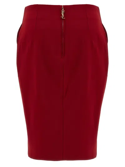 Saint Laurent Fitted Midi And Knee-length Skirt In Red