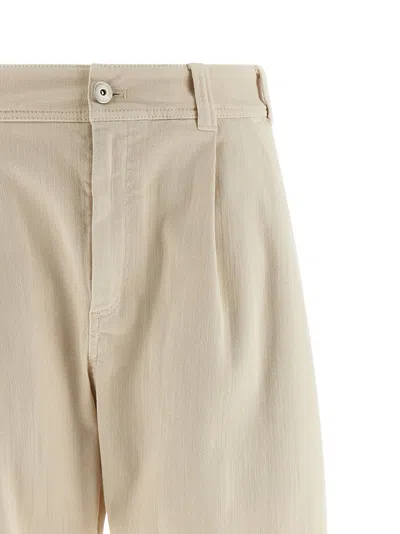 Brunello Cucinelli Wide Leg Pleated Trousers Pockets In Gold