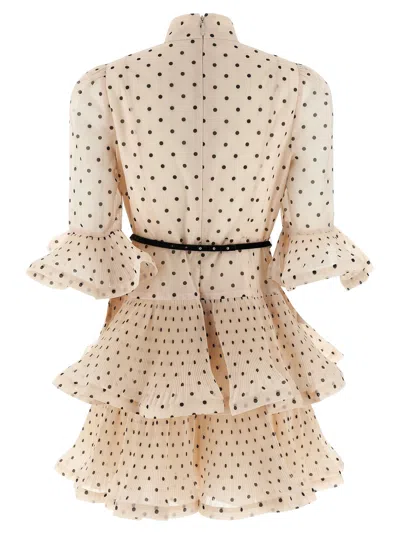 Zimmermann Pleated Sleeved Dresses White/black In Gold