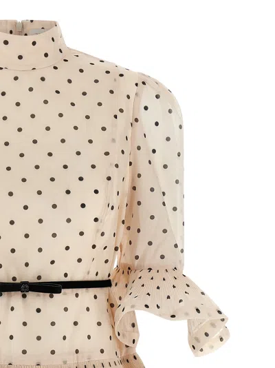Zimmermann Pleated Sleeved Dresses White/black In Gold