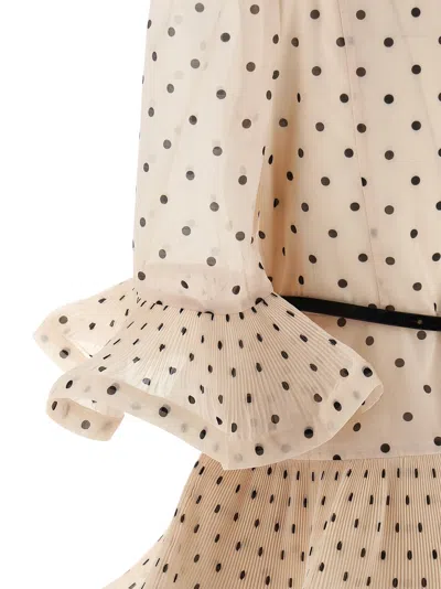 Zimmermann Pleated Sleeved Dresses White/black In Gold