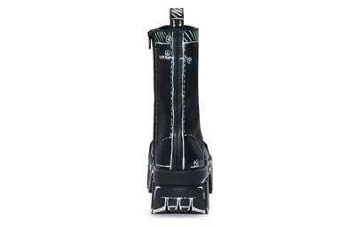 Balenciaga Bulldozer Lace Up Boots 'black Outline Calfskin'
