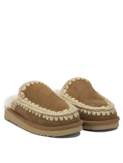 Mou Cognac Clog Eskimo Platform Mules In Multi