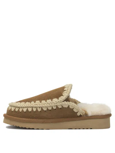 Mou Cognac Clog Eskimo Platform Mules In Multi