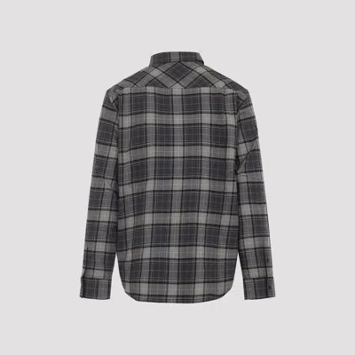 Off-white Dark Grey Cotton Spray Book Check Flan Reg Shirt In Gray
