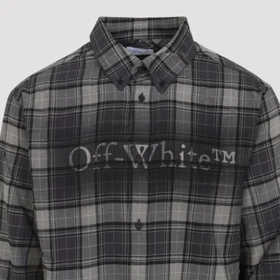 Off-white Dark Grey Cotton Spray Book Check Flan Reg Shirt In Gray
