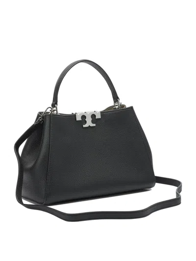 Tory Burch Eleanor Mini Satchel In Hammered Leather Black In Black