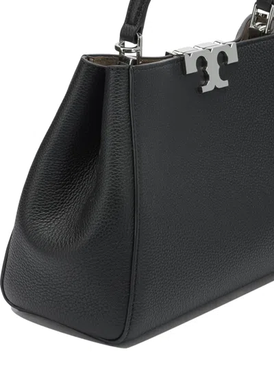 Tory Burch Eleanor Mini Satchel In Hammered Leather Black In Black