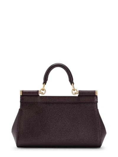 Dolce & Gabbana Sicily Small Leather Shoulder Bag In Brown