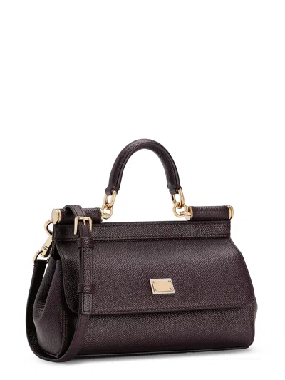 Dolce & Gabbana Sicily Small Leather Shoulder Bag In Brown