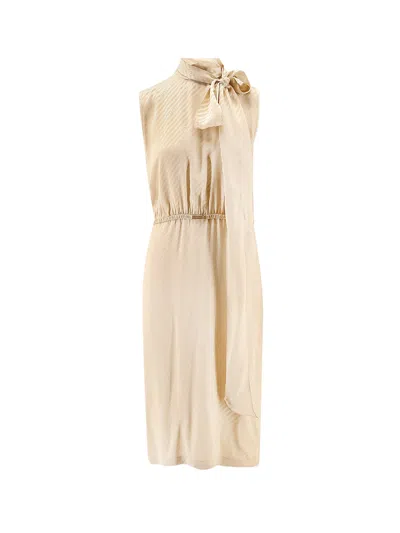 Gucci Women Silk Midi Dress In Neutral