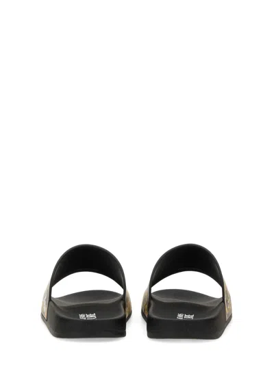 Versace Jeans Couture Slide Sandal With Logo In Multi