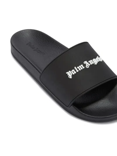 Palm Angels Slide Sandals With Embossed Logo In Gray