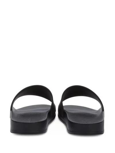 Palm Angels Slide Sandals With Embossed Logo In Gray