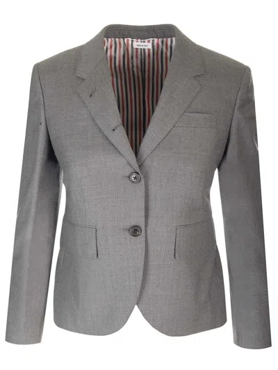 Thom Browne Slim Fit Cropped Blazer Jackets Grey In Gray