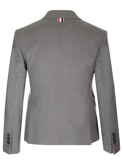Thom Browne Slim Fit Cropped Blazer Jackets Grey In Gray