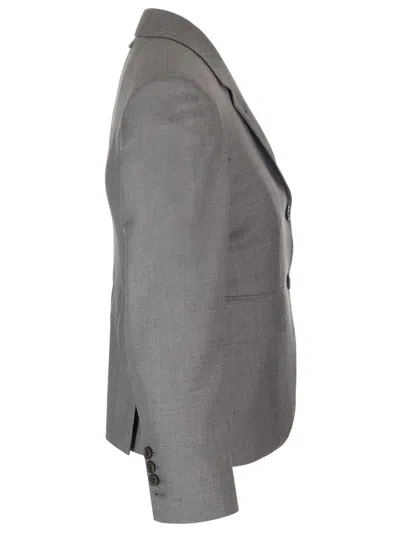 Thom Browne Slim Fit Cropped Blazer Jackets Grey In Gray