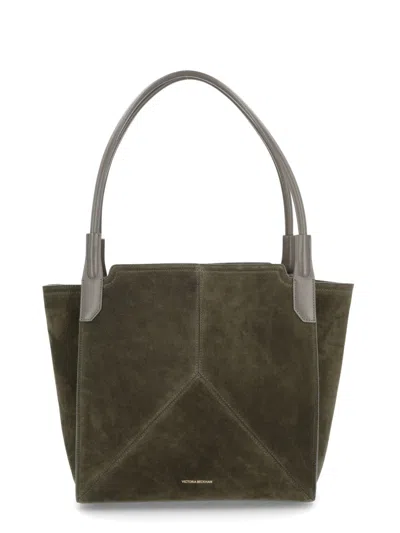 Victoria Beckham Suede Tote Bag Dual Handles In Green